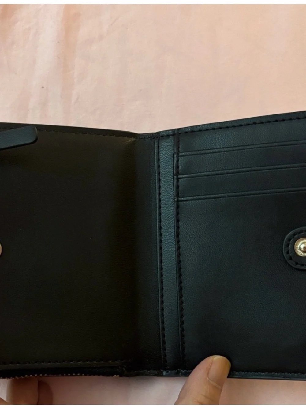kate spade Black Leather Wallet with White Trim and Gold Logo